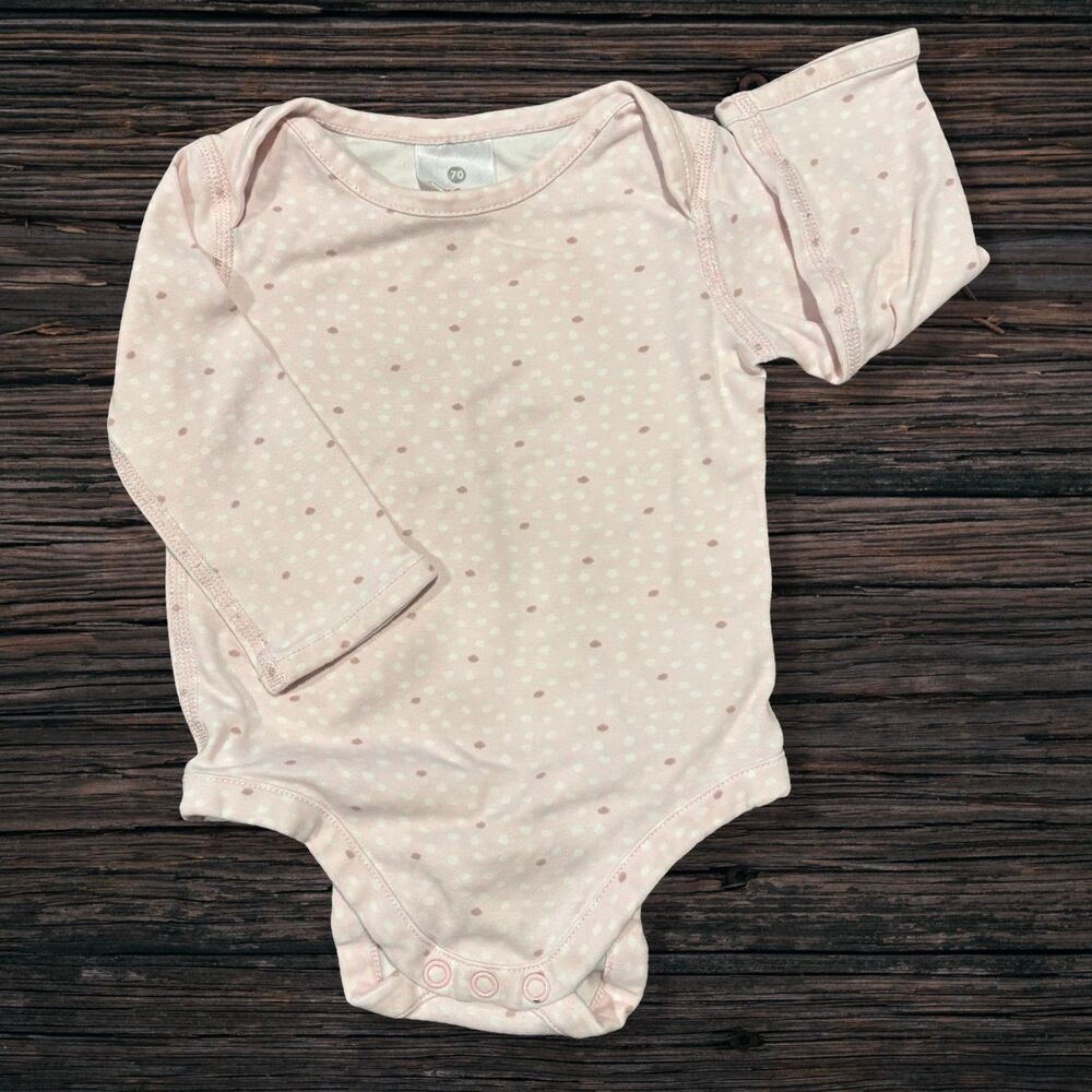 Hanna Andersson Layette Jeeper Lilla Rosa Bodysuit 70 6-12M Organic Pima